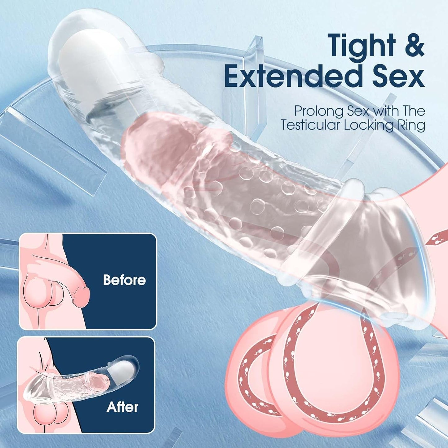 VibeX 4-in-1 transparent Vibrating Penis Sleeve